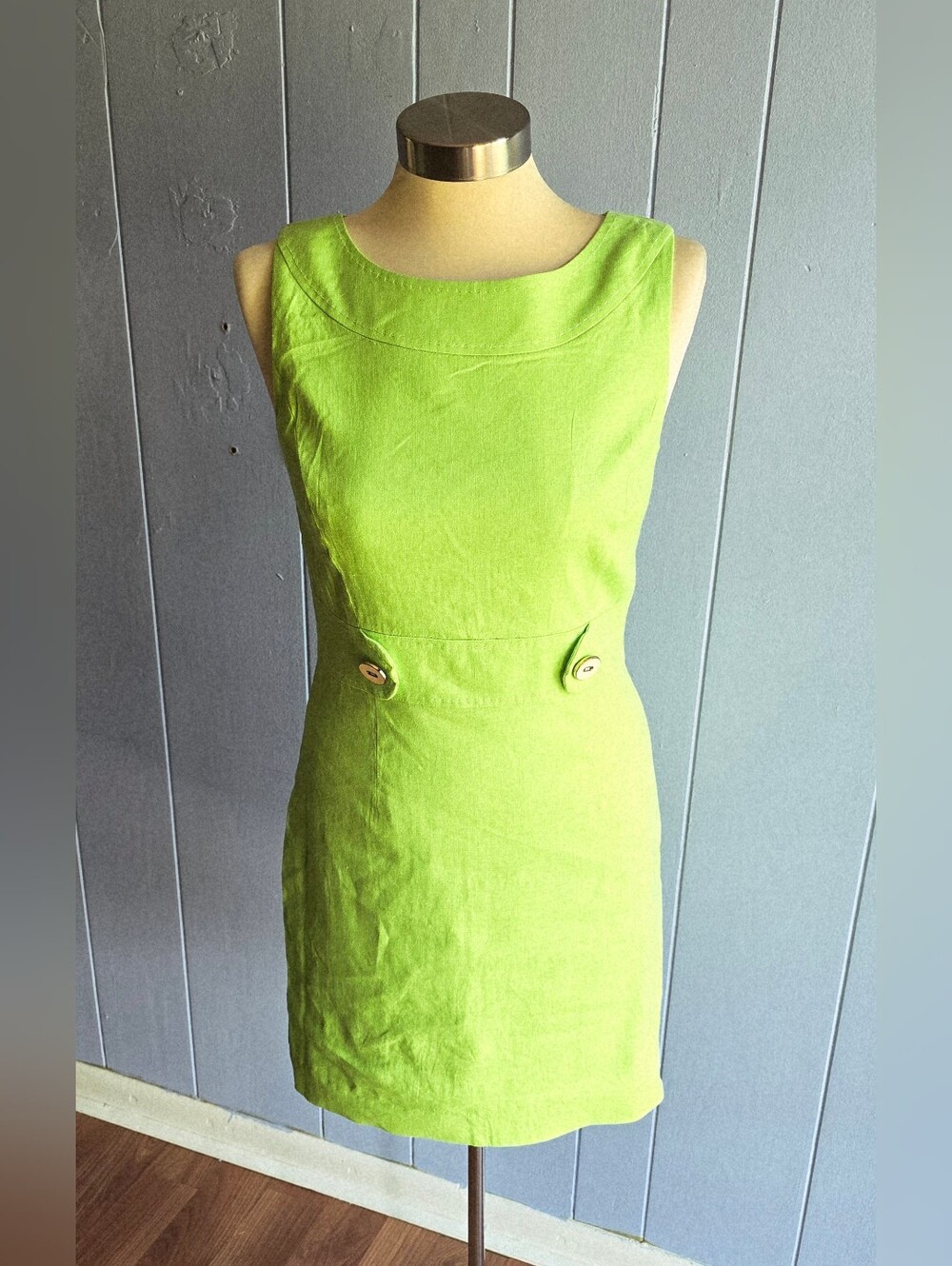 Antonio Melani Womens Soft Lime Green Colored Faux Side Waist Golt-Tone Buttons